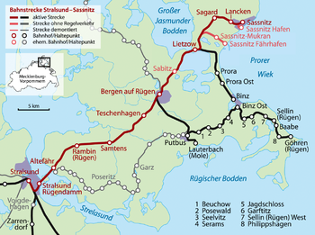 Strecke der Bahnstrecke Stralsund–Sassnitz